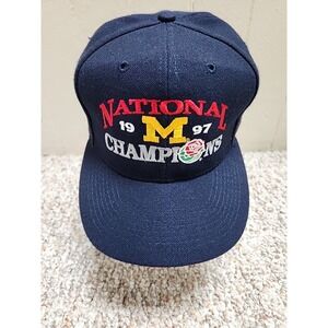 VTG 1997 Michigan University Wolverines Rose Bowl Snapback Hat Cap Blue Otto
